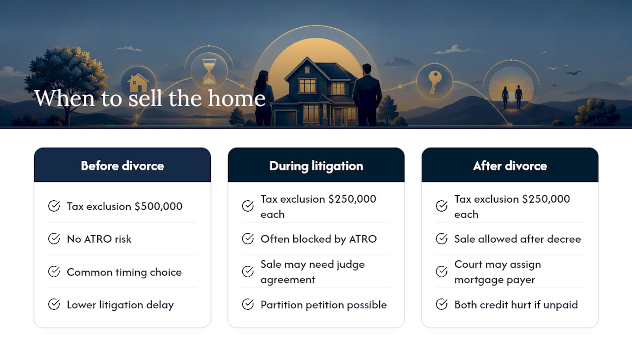 Should You Sell Before, During, or After the Divorce? — overview diagram