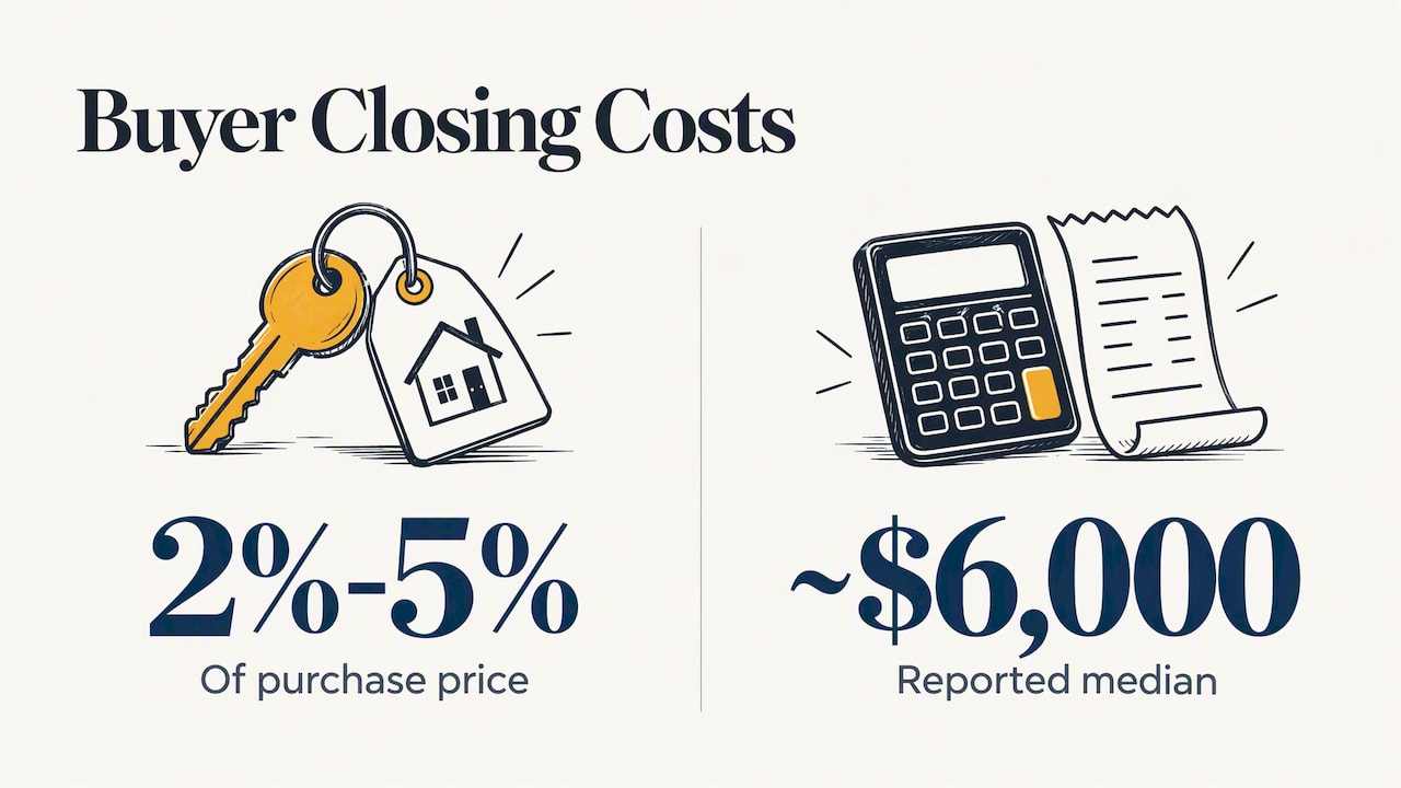 Buyer cost range, median, and fee categories