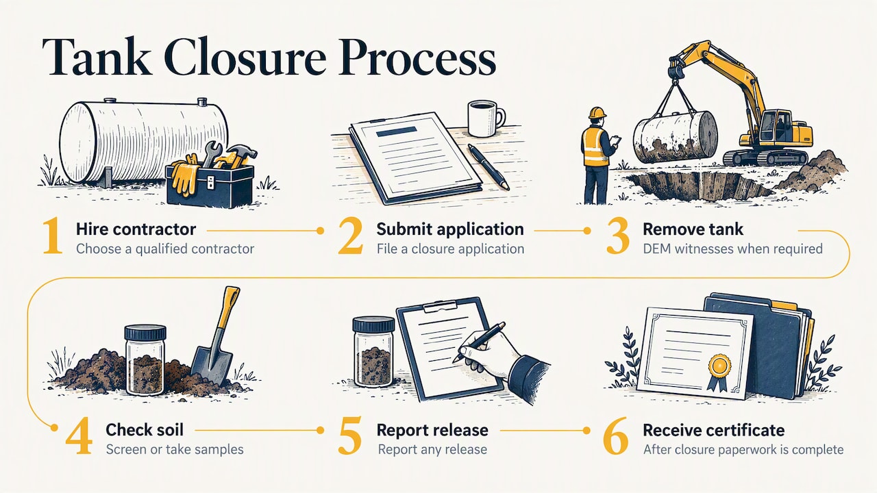 Steps for closing an underground oil tank